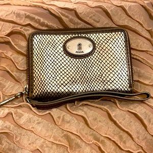 Fossil metallic snake wallet